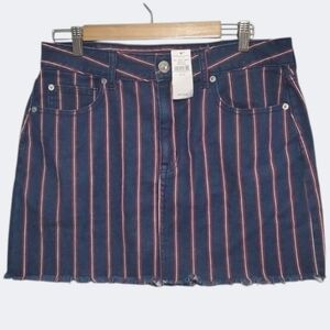 NWT Festival American Eagle Skirt Size 12 Blue Red White Jean Mini Stripes USA